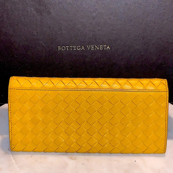 BOTTEGA VENETA CONTINENTAL WALLET BILLFOLD INTRECCIATO MUSTARD LEATHER - Picture 3 of 15